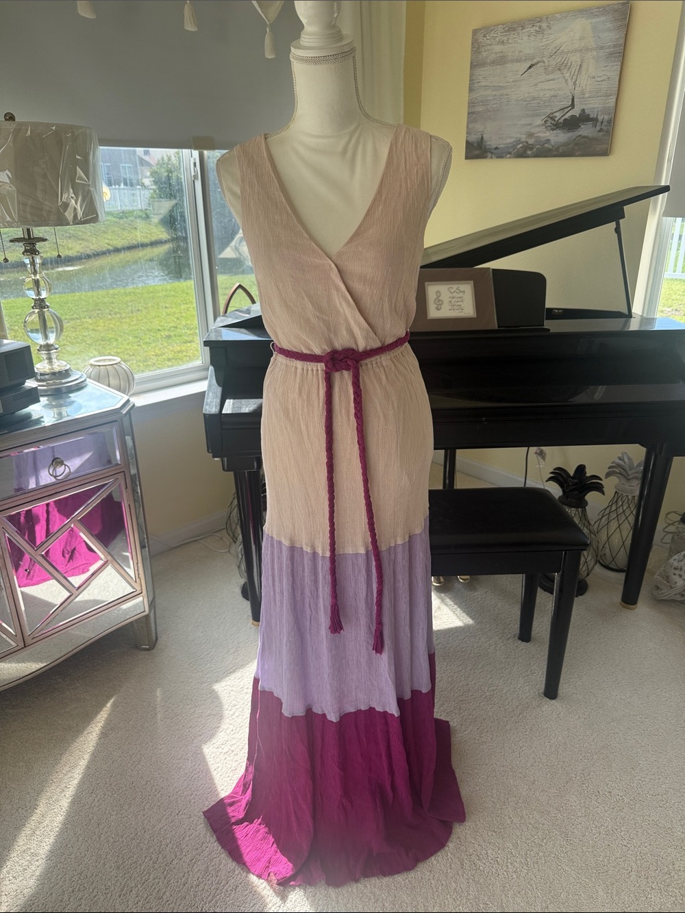 Flying Tomato tropical color block maxi summer dress boho
